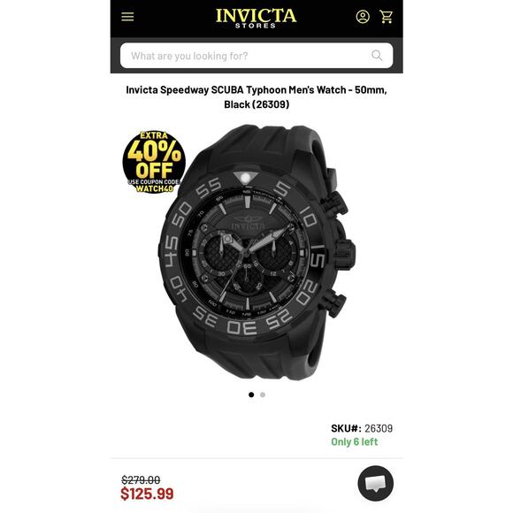Invicta Speedway SCUBA Typhoon Black Mens Watch 50mm Chronograph 26309 NEW INBOX main image 8